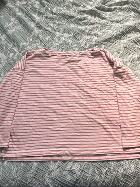 GAP Coral & White Striped Long Sleeve Top